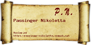 Passinger Nikoletta névjegykártya